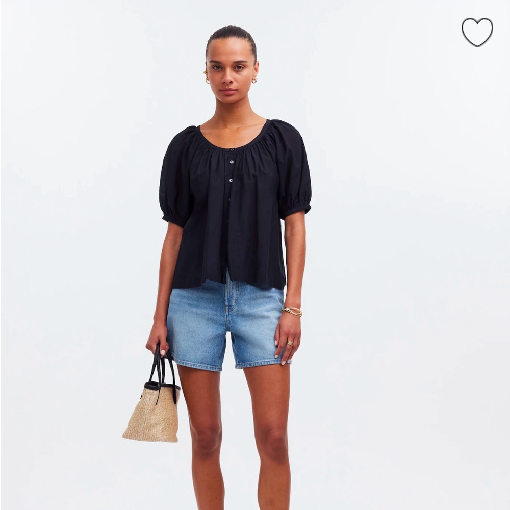 NWT black Madewell puff sleeve top size large